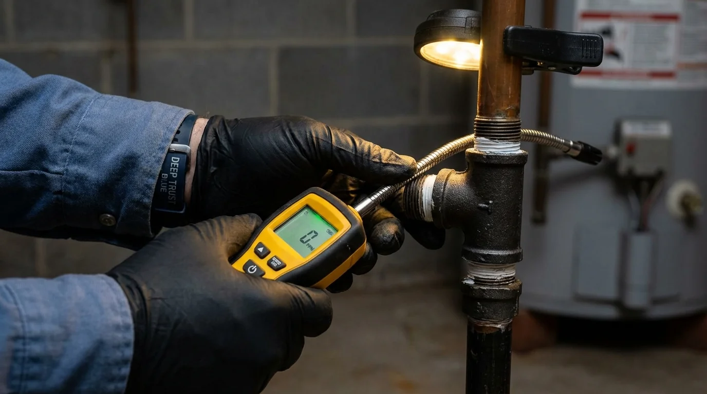 Gas leak detection with electronic sniffer by Johns Plumbing LLC in Longmont