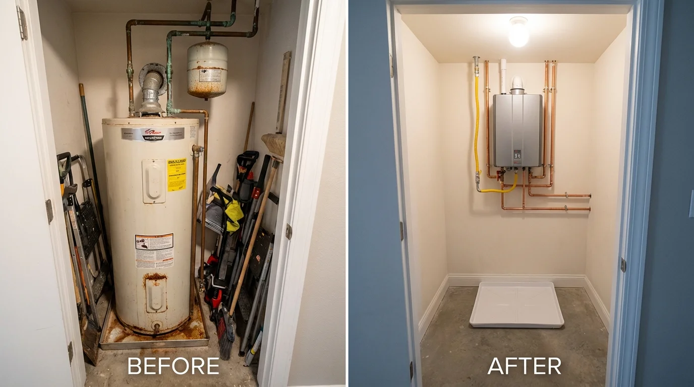 Tank water heater versus wall-mounted tankless unit comparison for Longmont, CO homeowners